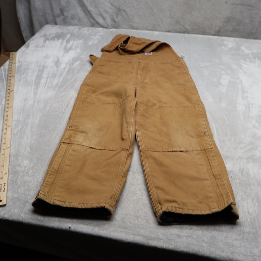 Carhartt Overalls Kids 10 Brown Canvas Quilt Lined Double Knee Insulated Rugged